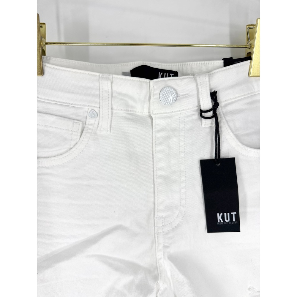 KUT from the Kloth Jane High Rise Long Short Optic White Size 0 NWT